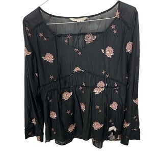 Odd Molly embroidered floral long sleeve bohemian blouse one size 2 ( medium)